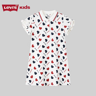 Levi's李维斯童装【商场同款】24夏新款女童polo连衣裙儿童甜美桃心裙子 糖果白