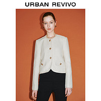 URBAN REVIVO UR2024春季女装法式复古小香质感金属纽扣外套UWG140014 米白 L