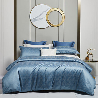 博洋（BEYOND）博洋家纺提花四件套欧式套件奢华轻奢双人床单被套床上用品 蓝调空间 1.5米床（被套200*230cm）