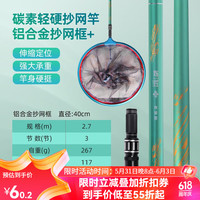 龙王恨（LOONVA）抄网碳素超轻硬伸缩可定位黑坑竞技抄网杆带抄网头抄网套装 抄网杆2.7米+40CM铝合金网框