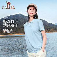 CAMEL 骆驼 户外速干polo衫女款短袖t恤男2024夏季翻领运动透气快干上衣