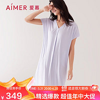 Aimer 爱慕 内衣女士睡衣V领短袖睡裙家居服凉感睡眠衣AM448681紫色165
