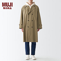 MUJI 無印良品 无印良品 MUJI 男女通用 不易沾水 宽版 双排扣大衣 无性别 男款女款 BDE15C1A 深米色 L-XL