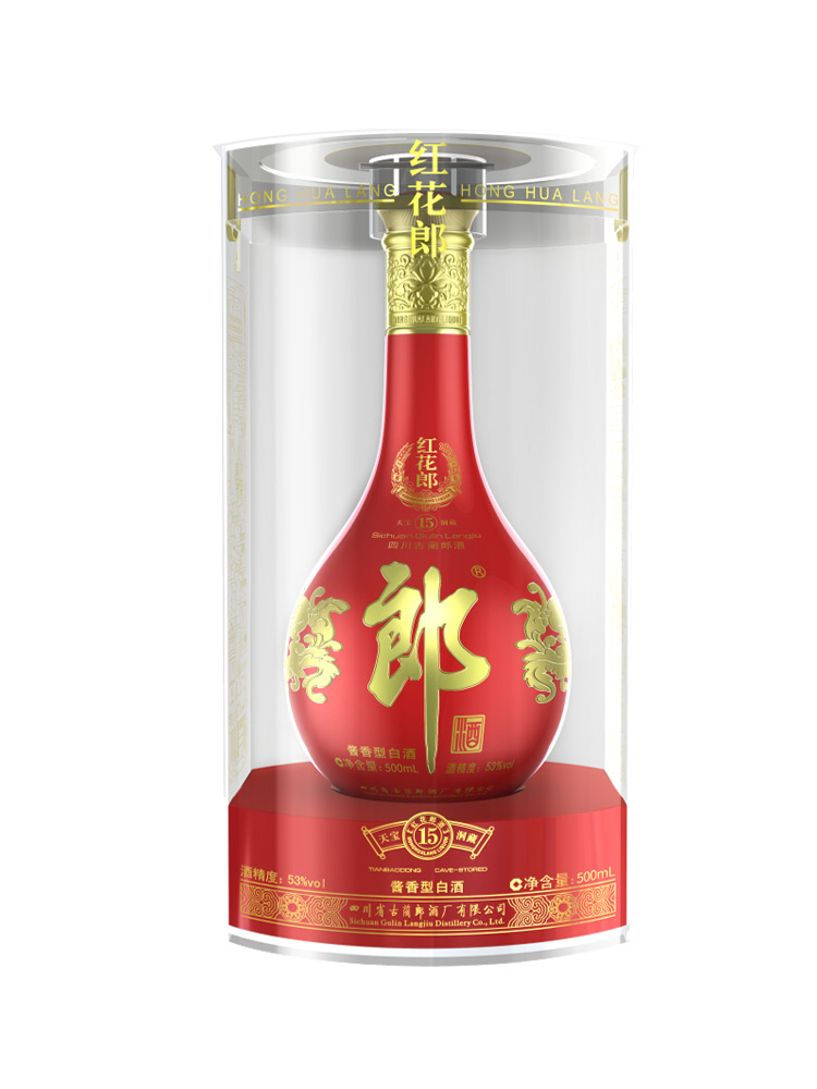 红花郎酱香型白酒15年53度500ML粮食酒送礼婚宴红15正品