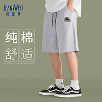 JEANSWEST 真维斯 纯棉短裤男夏季青少年潮牌宽松大码外穿休闲五分裤男士灰色沙滩裤