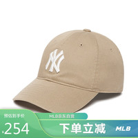 MLB帽子男女棒球帽四季大标软顶鸭舌帽运动3ACP6601N-50BGS-F 纽约洋基队/米黄色/大标