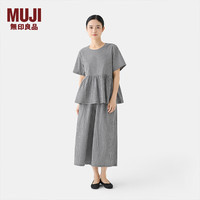 無印良品 MUJI(無印良品 )女式 泡泡纱 短袖罩衫 t恤上衣打底衫女款内搭夏季