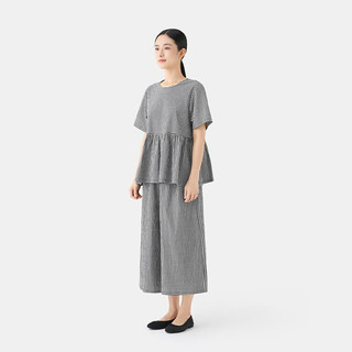 無印良品 MUJI（無印良品 ）女式 泡泡纱 短袖罩衫 t恤上衣打底衫女款内搭夏季