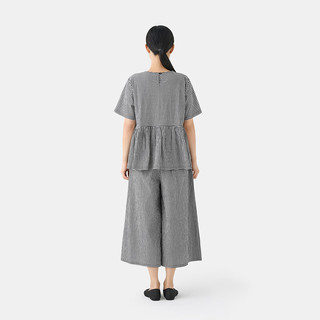 無印良品 MUJI（無印良品 ）女式 泡泡纱 短袖罩衫 t恤上衣打底衫女款内搭夏季