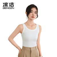 冰洁 BENGEN背心女吊带美背内搭外穿螺纹弹力运动打底衫无袖t恤上衣 白色 XL(100-120斤)