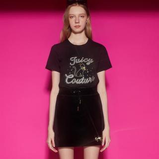 橘滋【JUICY COUTURE】轻奢系列重工金丝动物logo绣花烫钻女式T恤