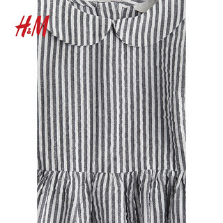 H&M2024夏季童装女童无袖清新可爱棉质连衣裙1020977 海军蓝/条纹 110/56