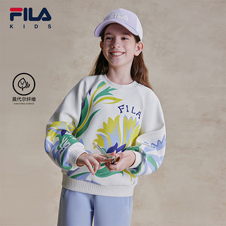 FILA【莫代尔纤维】斐乐童装2024春女大童休闲舒适卫衣潮 满印一-ZA 120