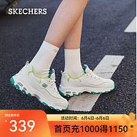 斯凯奇（Skechers）女小白鞋厚底增高休闲鞋网面透气户外运动鞋99999863 白色/绿色/WGR 39.5