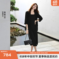 伊芙丽(eifini)伊芙丽通勤职场高品质二醋酸面料黑色西装女2024夏装上衣外套 黑色 165/88A/L