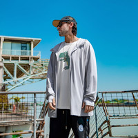 纺布者潮牌大码男装夏季外套连帽防晒衣服男胖子加肥加大冰丝轻薄男夹克 灰色 5XL(225-250斤)