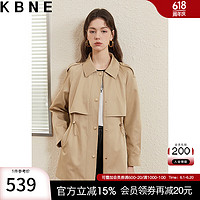 KBNE风衣外套女英伦风2024春季今年流行高级感小个子大衣 卡其2 S