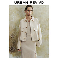 URBAN REVIVO UR2024春季女装工装休闲明线宽松廓形翻领外套UWH140016 米白 S