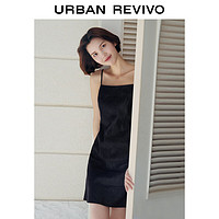 URBAN REVIVO UR2024夏季新款女时尚简约拉链短款吊带牛仔连衣裙UWG840149 蓝色 S