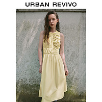URBAN REVIVO UR2024夏季女装气质褶皱拼接中长款无袖连衣裙UWU740048 米白 M
