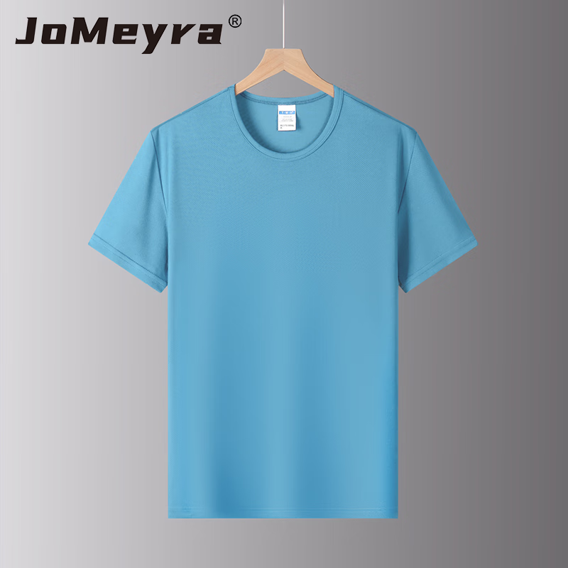 JOMEYRA速干衣冰感短袖t恤男女同款夏季简约纯色圆领打底衫款上衣B 1821-孔蓝 S(70-80)斤