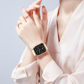 手表女小众设计小方表女表简约气质日历防水石英手表