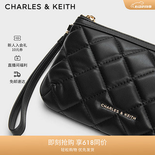 CHARLES&KEITH24夏新品绗缝菱格拉链柔软腕套钱包女CK6-20681130