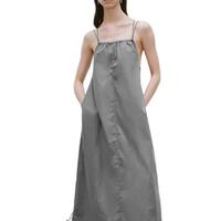 URBAN REVIVO 女装轻户外山系抽绳廓形无袖连衣裙UWV740070 浅灰 S