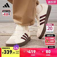 adidas「T头鞋」VL COURT休闲板鞋德训鞋男女阿迪达斯轻运动 白色/暗红/金色 45