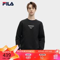 FILA 斐乐男子套头卫衣2024春字母时尚休闲针织上衣 正黑色-BK 185/104A/XXL