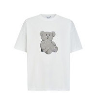 URBAN REVIVO 男装休闲趣味刺绣图案圆领短袖T恤UL440097 本白 XS