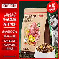 PLUS会员：京东京造 全价鲜肉犬粮肉蛋三拼牛羊风味 2kg