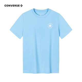 匡威（Converse）儿童套装T恤短袖短裤速干套装2024夏季中大童男女童两件套套装 天空蓝 120/60