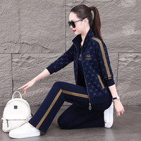 凡古拉运动套装女2024新款春秋户外休闲运动服减龄宽松舒适运动装三件套