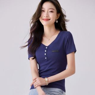 Z' DORZI 纽扣设计修身短袖 H42W1211072