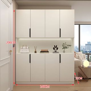辰潭家居实木入户鞋柜换鞋凳家用门口靠墙多功能玄关柜收纳置物阳台储物柜 实木奶白色140*32*200cm