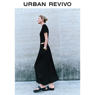 URBAN REVIVO 女士时尚休闲不规则设计感褶皱T恤 UWH440066