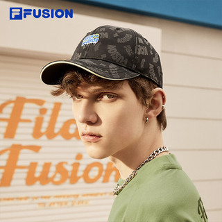 FILA FUSION斐乐潮牌款棒球帽2024夏遮阳帽运动帽鸭舌帽 深黑-BK XS