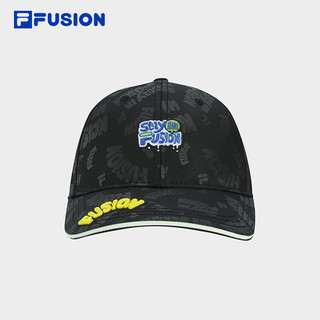 FILA FUSION斐乐潮牌款棒球帽2024夏遮阳帽运动帽鸭舌帽 深黑-BK XS