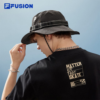 FILA FUSION斐乐潮牌款棒球帽2024夏遮阳帽运动帽鸭舌帽 深黑-BK XS