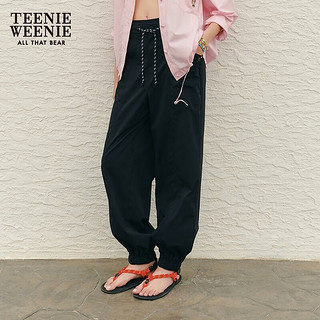 Teenie Weenie【防晒】小熊女装2024工装风束脚休闲裤轻薄裤子 黑色 155/XS