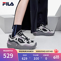 FILA 斐乐 跑步鞋男鞋女鞋情侣鞋掠夺者 2休闲鞋慢跑运动鞋 黑/南极灰-BA 38.5