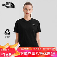 THE NORTH FACE 北面 短袖T恤春夏舒适女款户外运动舒适圆领柔软半袖/7QUK 黑色/JK3 L码 165/92A