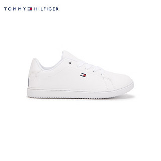 TOMMY HILFIGER24春夏童装男女简约小绣标休闲百搭板鞋小白鞋TH100939 白色001 34