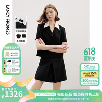 朗姿三醋酸法式小香风复古高级感气质短款外套女2024秋新款短外套 黑色