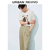 URBAN REVIVO 女士时尚简约休闲撞色印花短袖T恤UWH440065 本白 XS