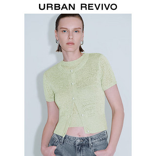 URBAN REVIVO 女士魅力时尚薄荷曼波纽扣针织开衫 UWG940184 浅绿 S