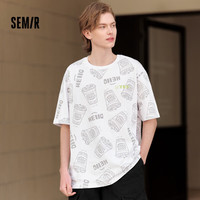森马(Semir)【短袖合辑】短袖T恤男夏季男女同款休闲风上衣t恤百搭简约款 D款-白色调00311 170/88A/M