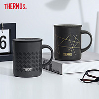 THERMOS 膳魔师 不锈钢保温马克杯简约带盖牛奶杯咖啡杯办公水杯JDG-351