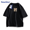 NASA GISS 官方潮牌t恤男夏季学生ins美式百搭纯棉短袖男士衣服 黑色 S